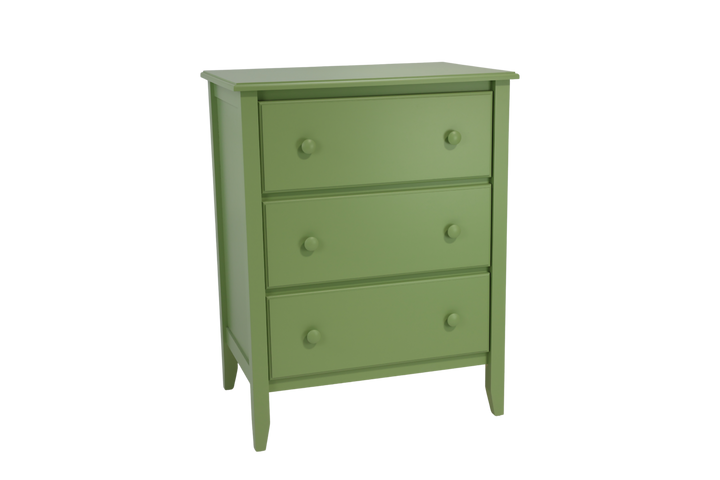 3-Drawer Chest with Smooth Panels and Small Mushroom Knobs in Foliage