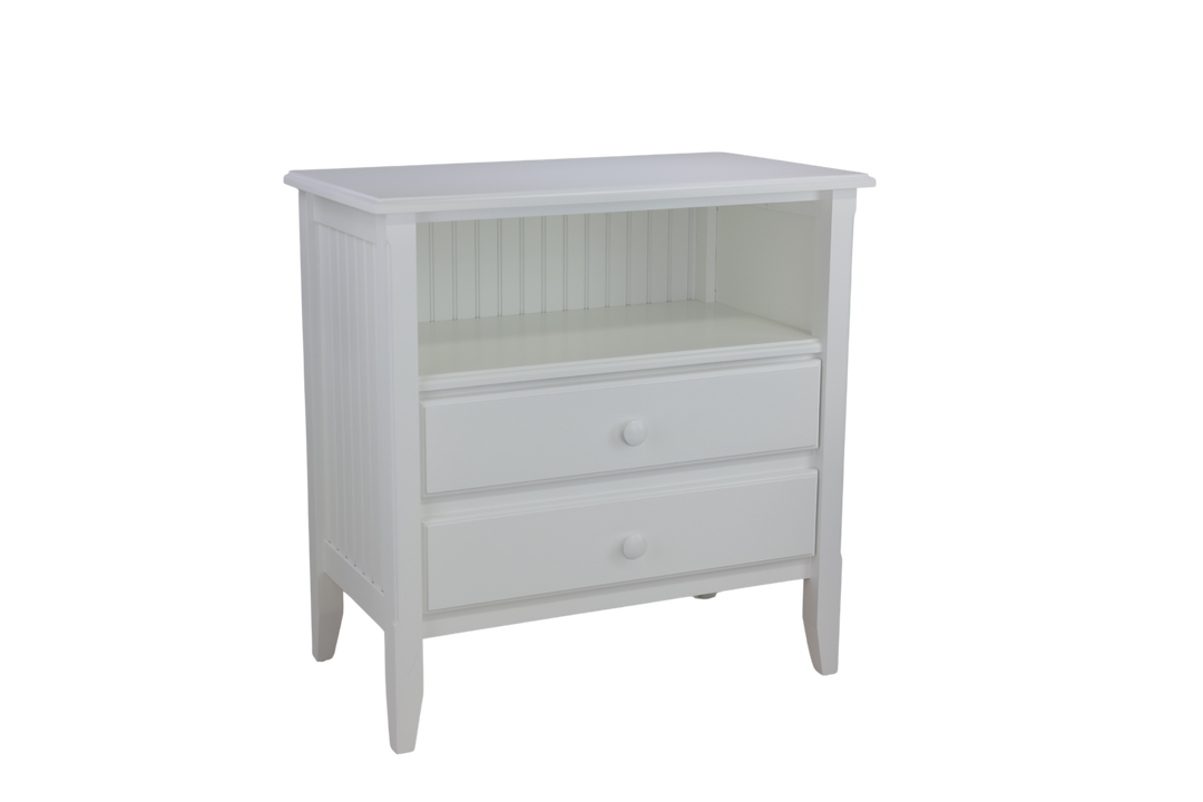 2-Drawer Open-Top Bedside Chest with Small Mushroom Knobs in Sugar