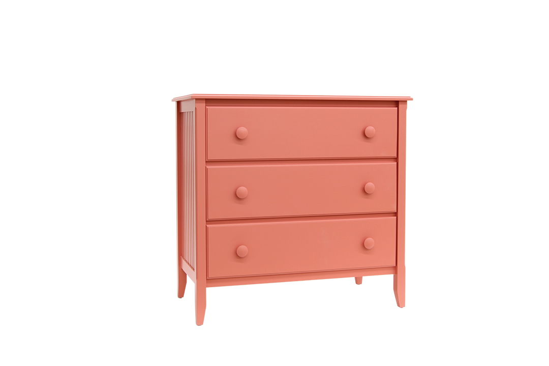3-Drawer Wide Chest with Large Mushroom Knobs in Conch