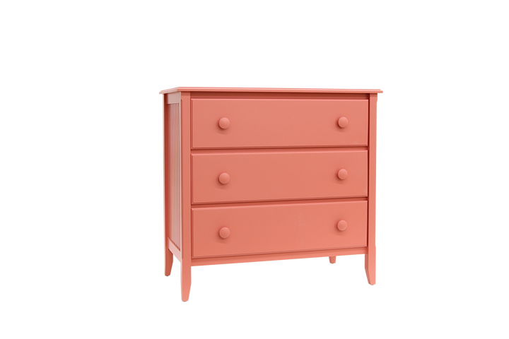 3-Drawer Wide Chest with Large Mushroom Knobs in Conch