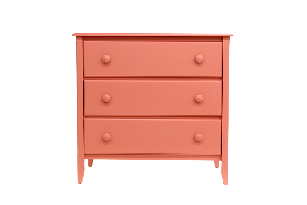 3-Drawer Wide Chest with Large Mushroom Knobs in Conch