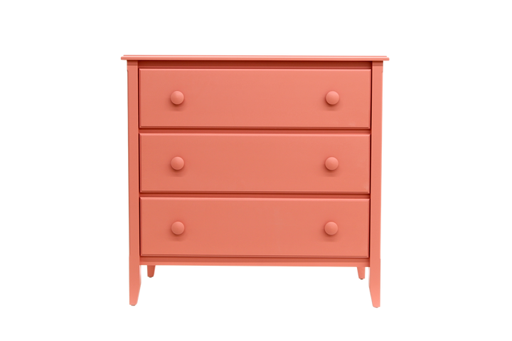 3-Drawer Wide Chest with Large Mushroom Knobs in Conch