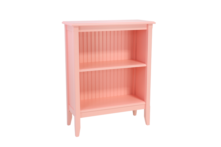 Low Bookcase with 2-Fixed Shelves in Youthful Coral