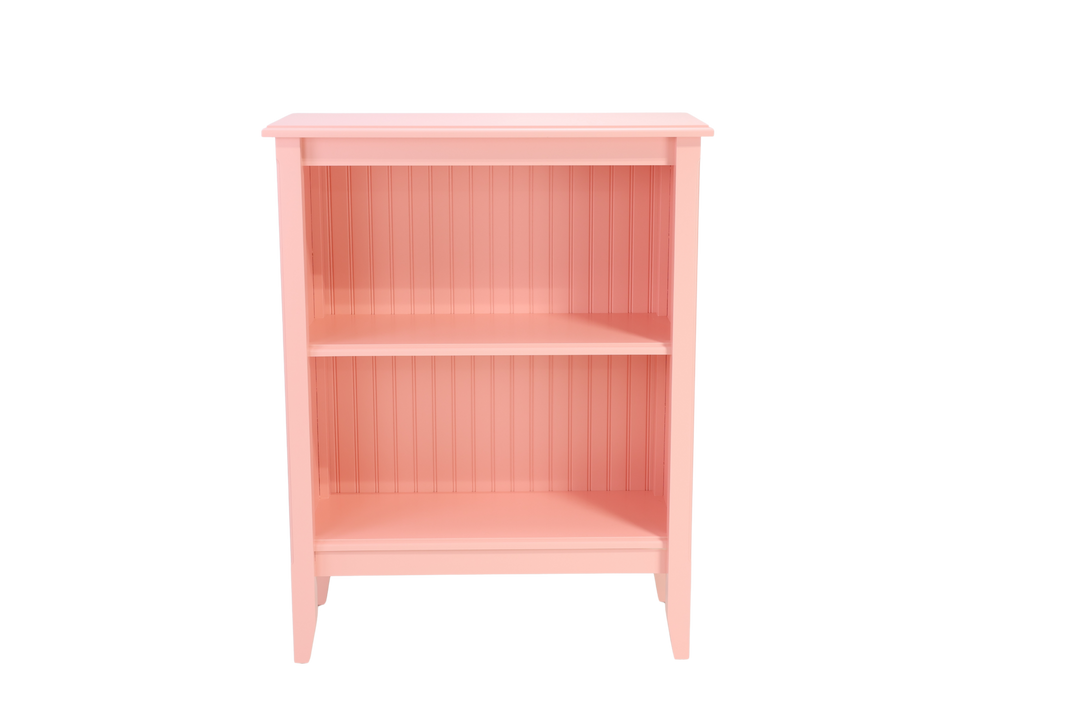 Low Bookcase with 2-Fixed Shelves in Youthful Coral