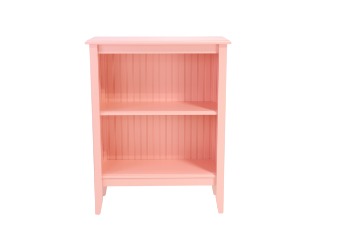 Low Bookcase with 2-Fixed Shelves in Youthful Coral