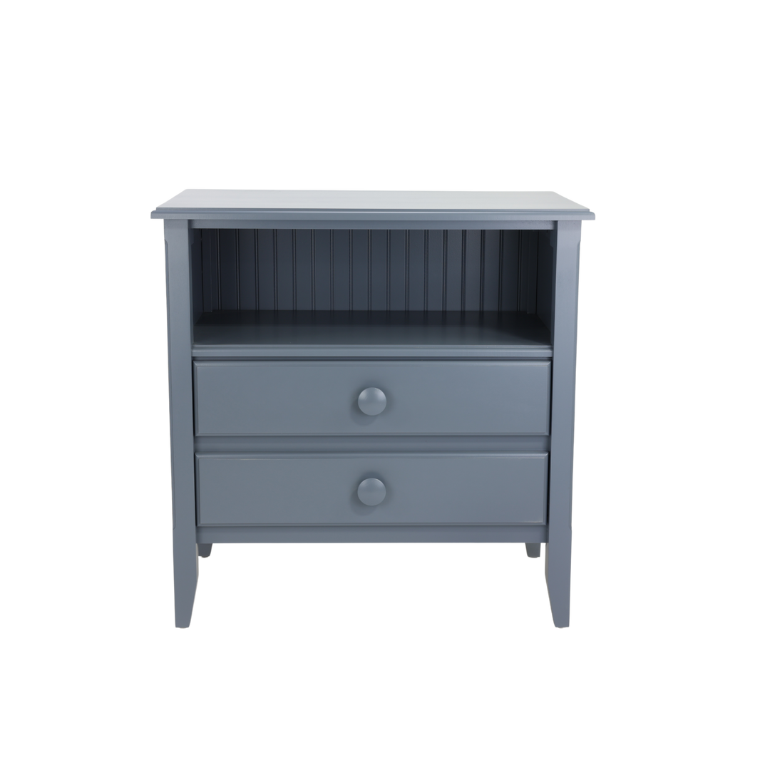 2-Drawer Open-Top Bedside Chest with Large Mushroom Knobs in Gull