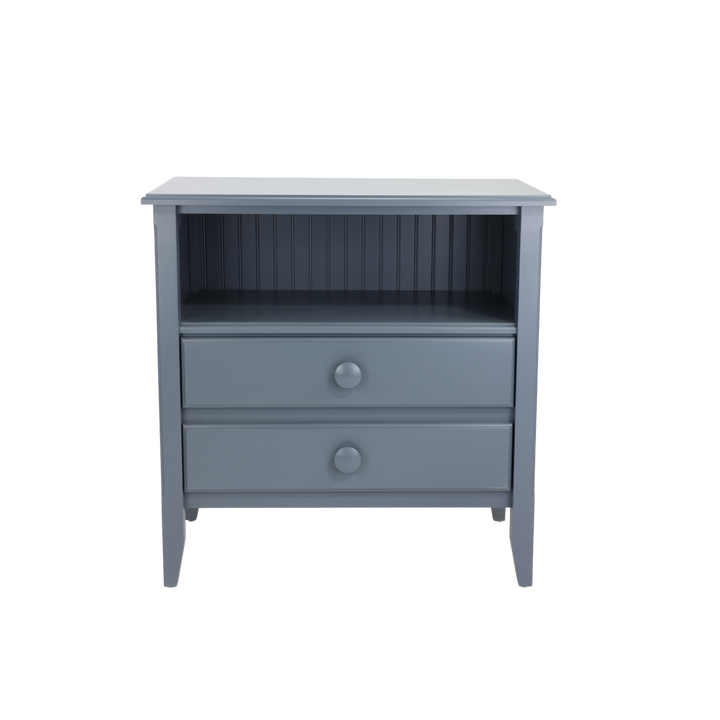 2-Drawer Open-Top Bedside Chest with Large Mushroom Knobs in Gull