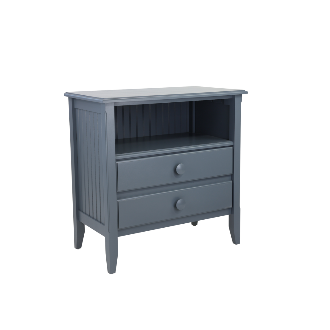2-Drawer Open-Top Bedside Chest with Large Mushroom Knobs in Gull