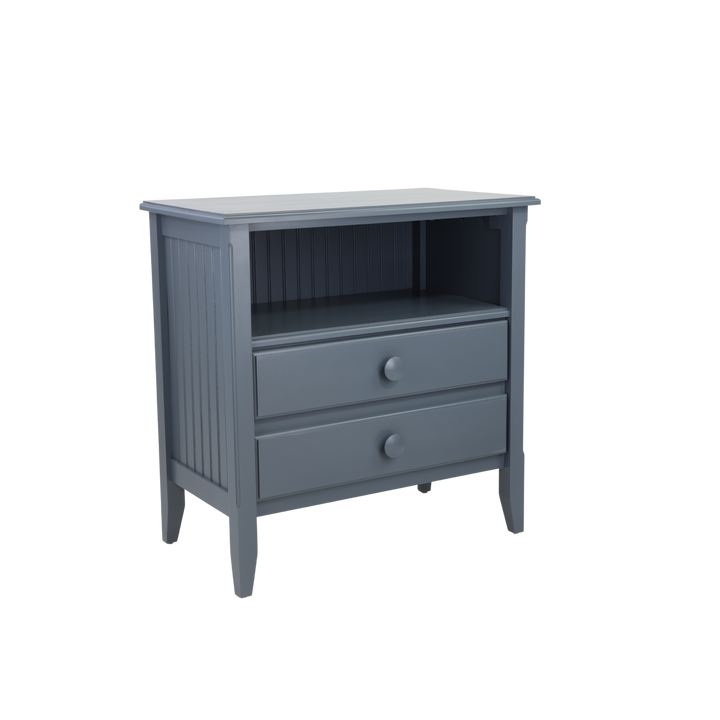 2-Drawer Open-Top Bedside Chest with Large Mushroom Knobs in Gull