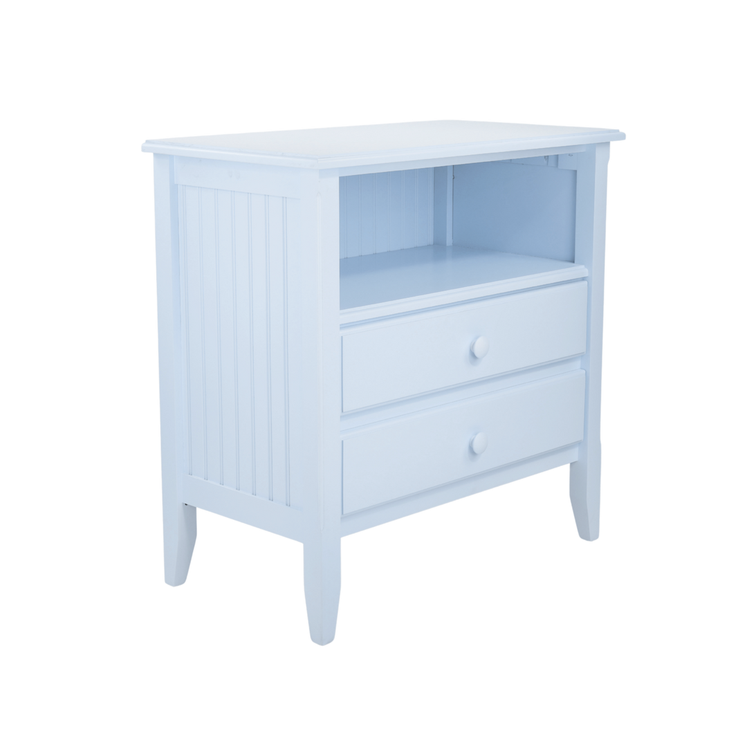 2-Drawer Open-Top Bedside Chest with Small Mushroom Knobs in Wisp