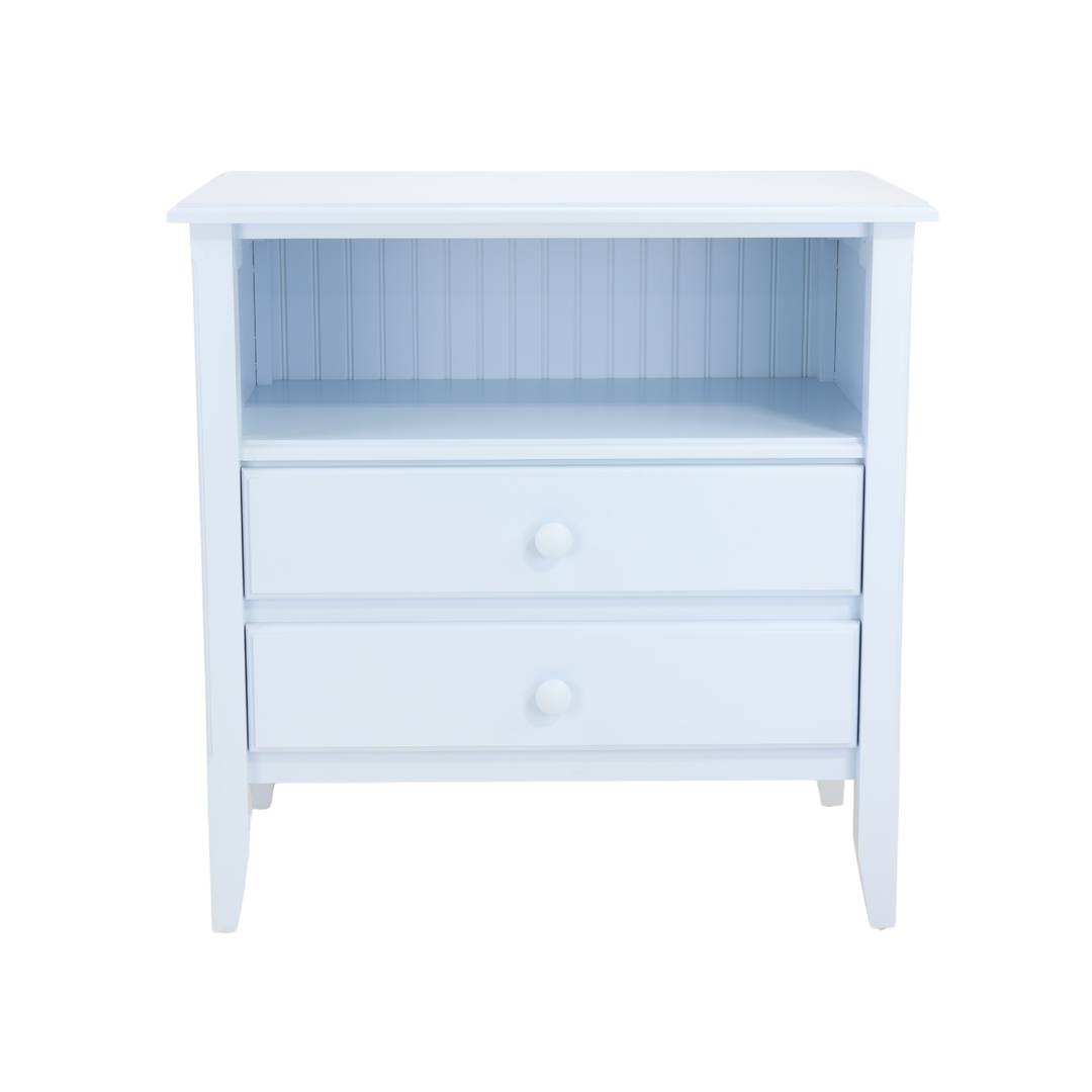 2-Drawer Open-Top Bedside Chest with Small Mushroom Knobs in Wisp