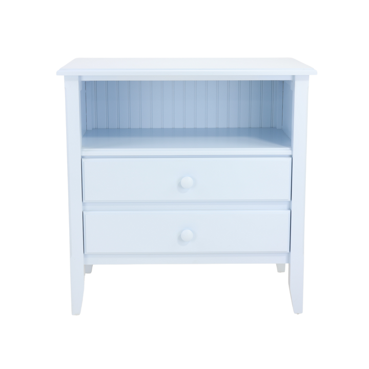 2-Drawer Open-Top Bedside Chest with Small Mushroom Knobs in Wisp
