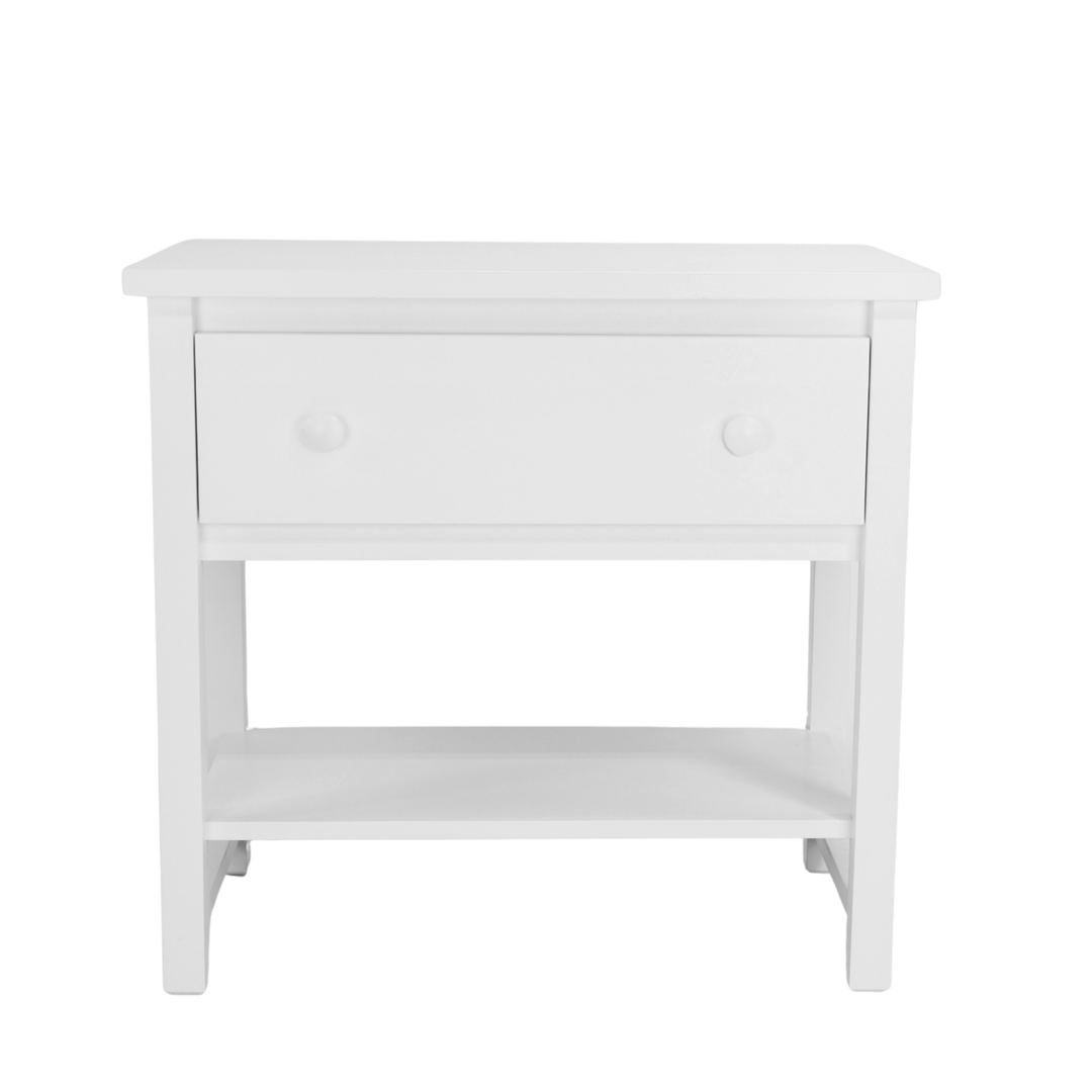Farmhouse Night Table with Small Mushroom Knobs in Sugar