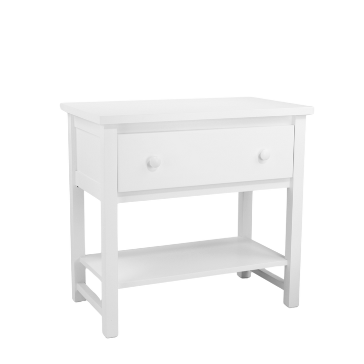 Farmhouse Night Table with Small Mushroom Knobs in Sugar