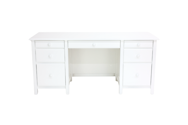 Double Pedestal Desk with Beadboard Panels and Small Mushroom Knobs in Sugar