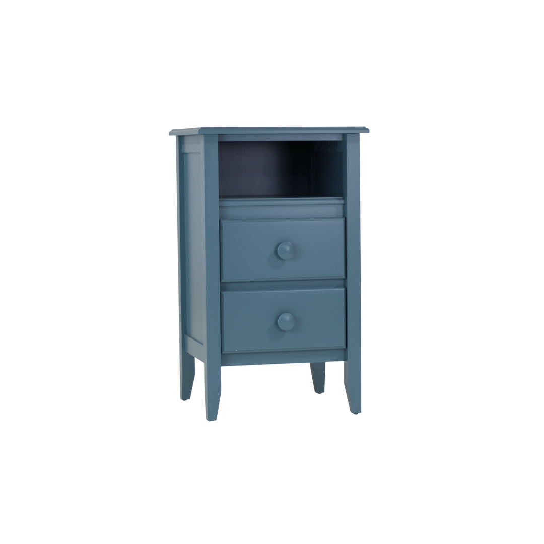 2-Drawer Open-Top Nightstand with Large Mushroom Knobs in Evangeline