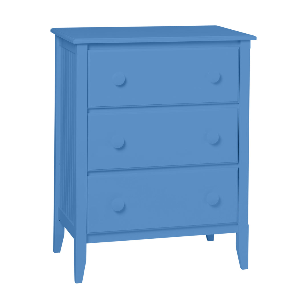 3-Drawer Chest with Smooth Panels and Small Mushroom Knobs in Heron