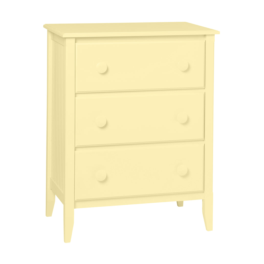 3-Drawer Chest with Beadboard Panels and Small Mushroom Knobs in Mead