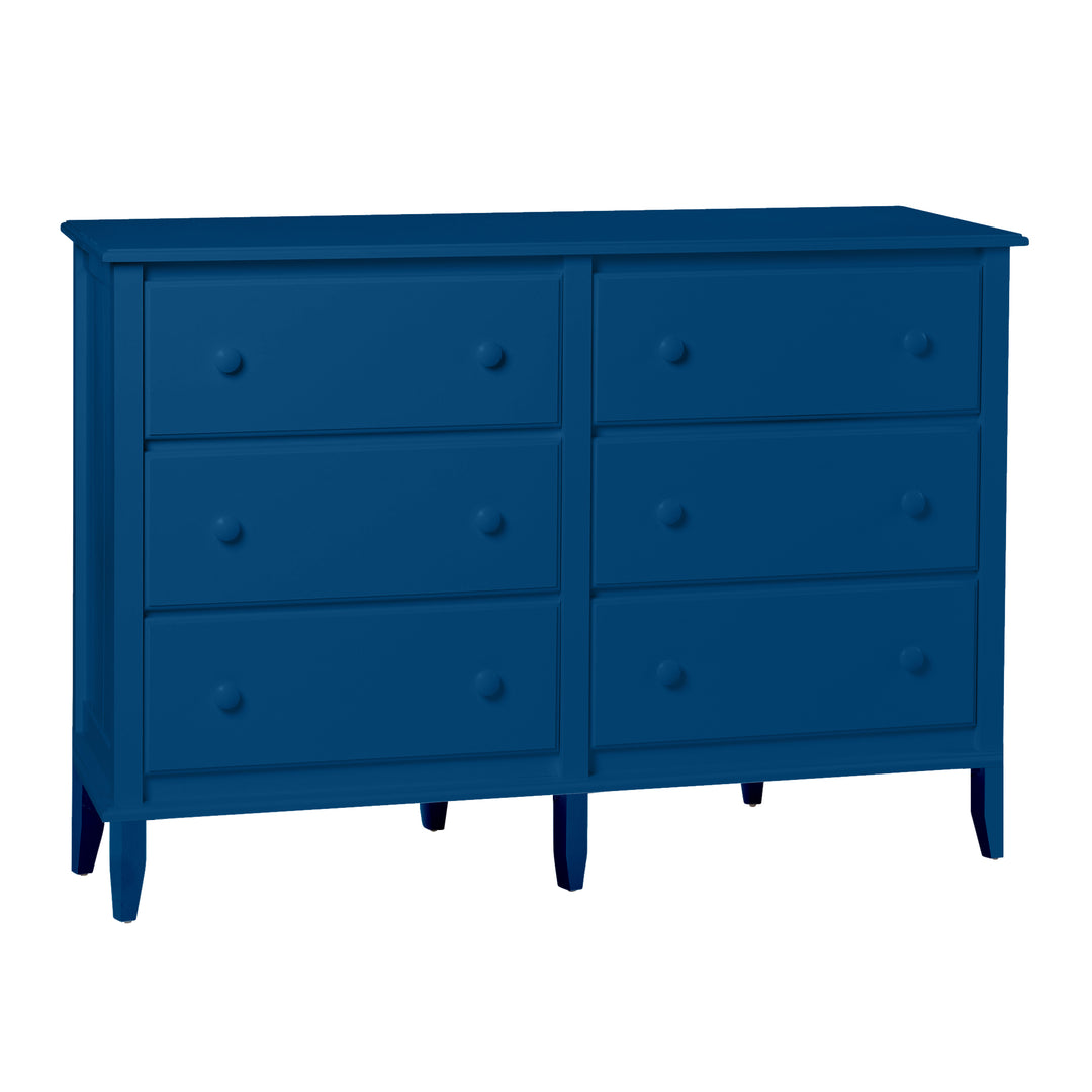 6-Drawer Dresser with Beadboard Panels and Small Mushroom Knobs in Lake