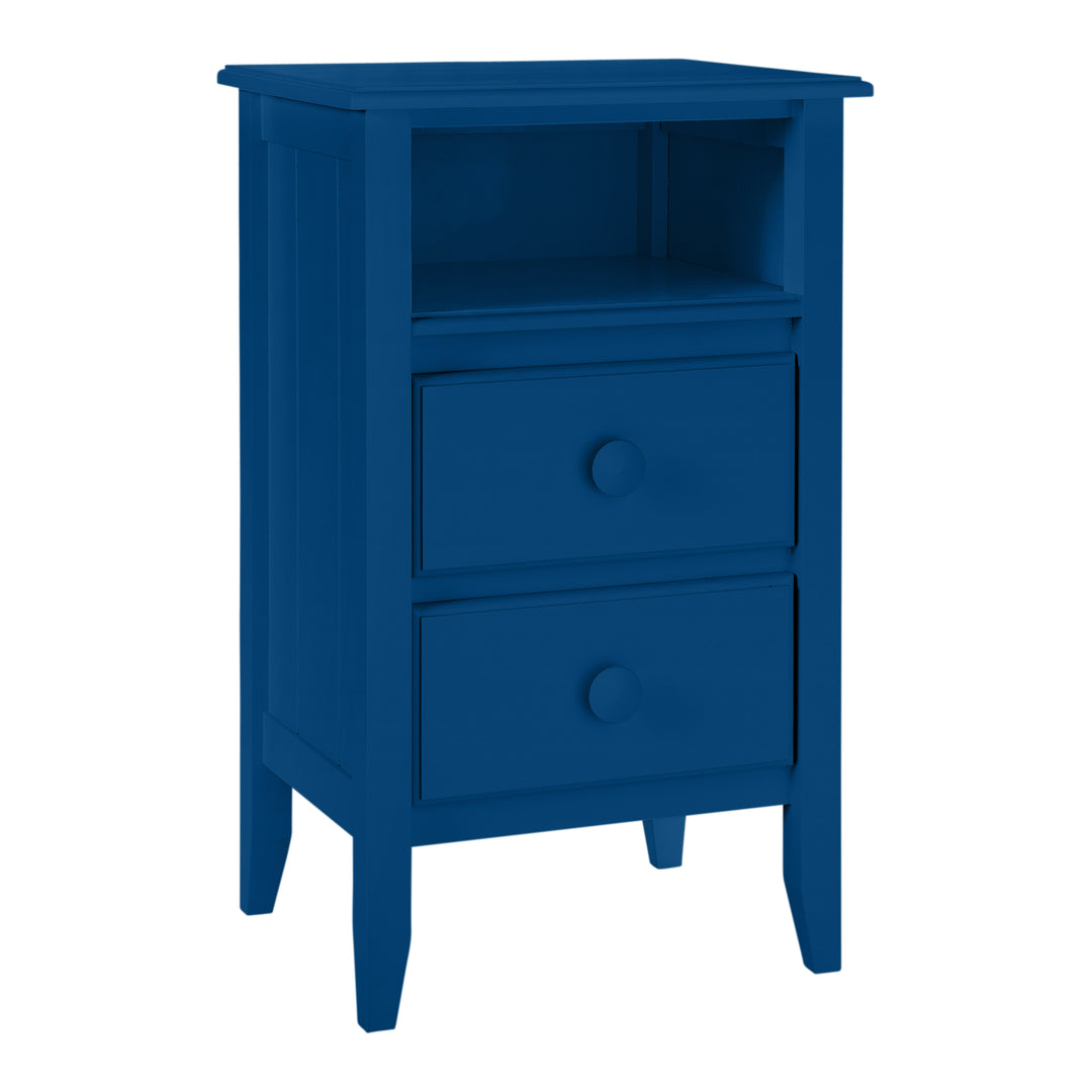 2-Drawer Open-Top Nightstand with Beadboard Panels and Small Mushroom Knobs in Lake