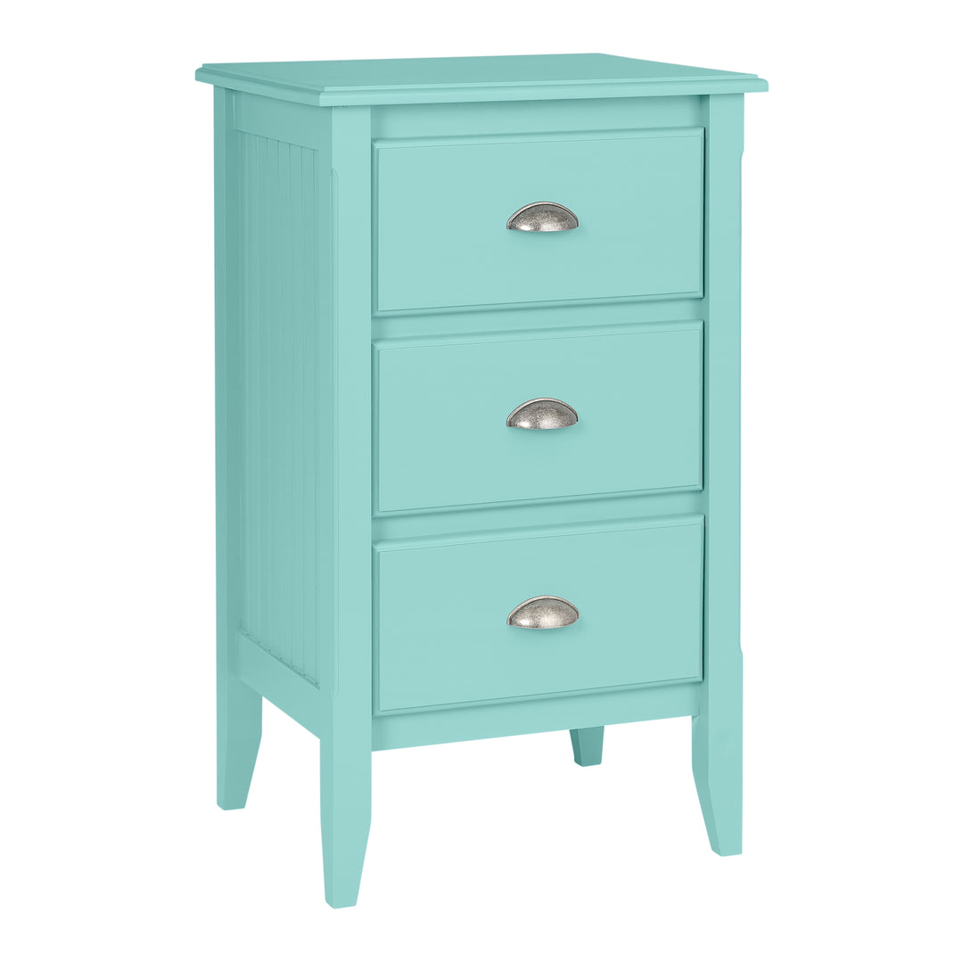 3-Drawer Nightstand with Pewter Cup Pulls in Windy Sky